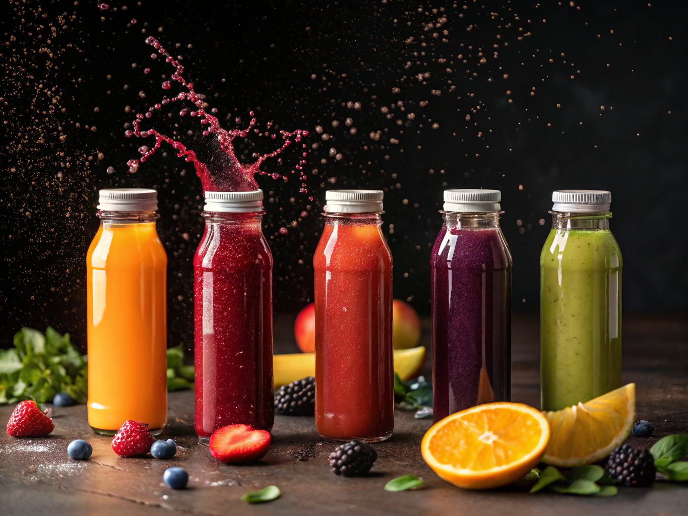 Cold-pressed juice bottles